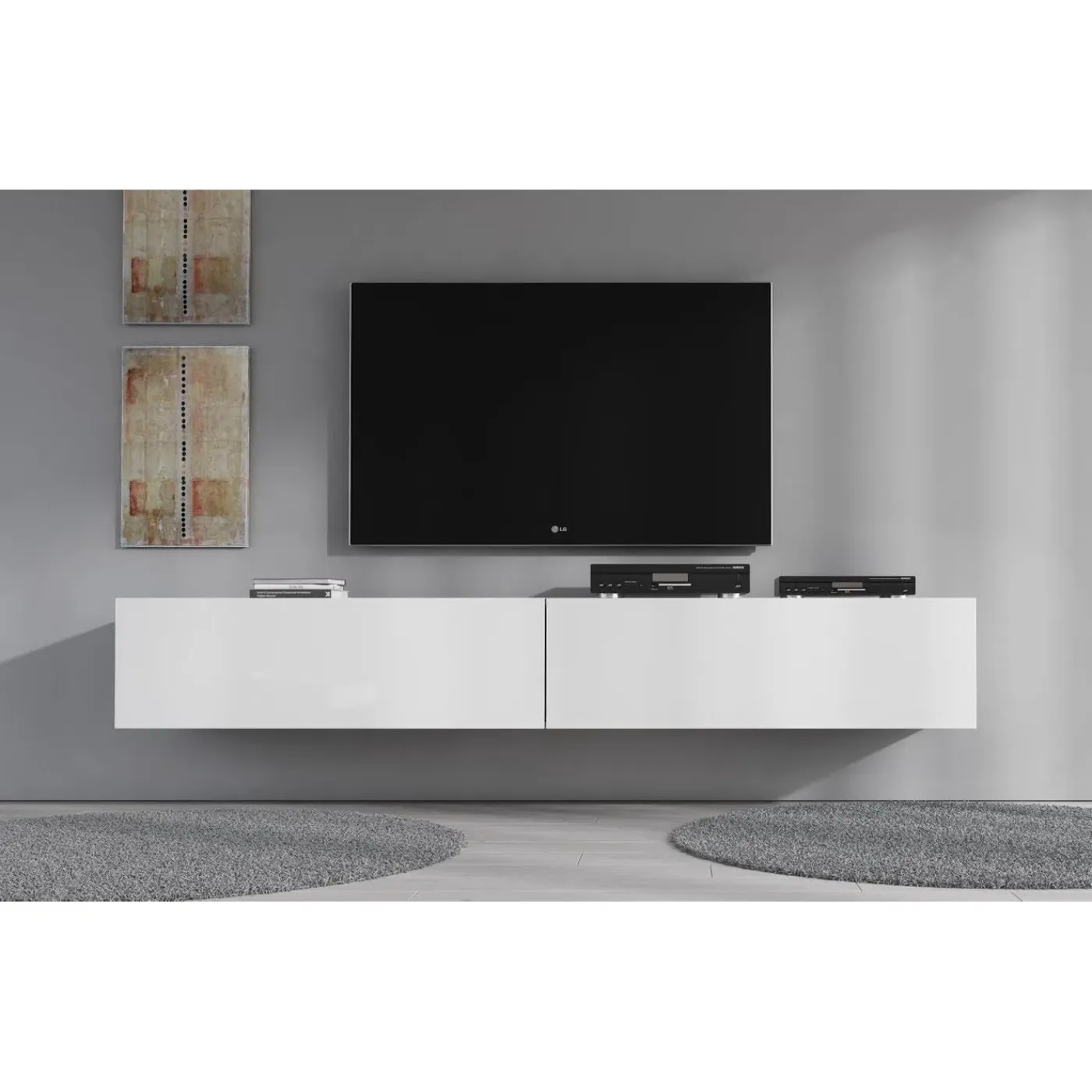 Meubella Tv-meubel Flame - Wit - 200x40x30 Cm