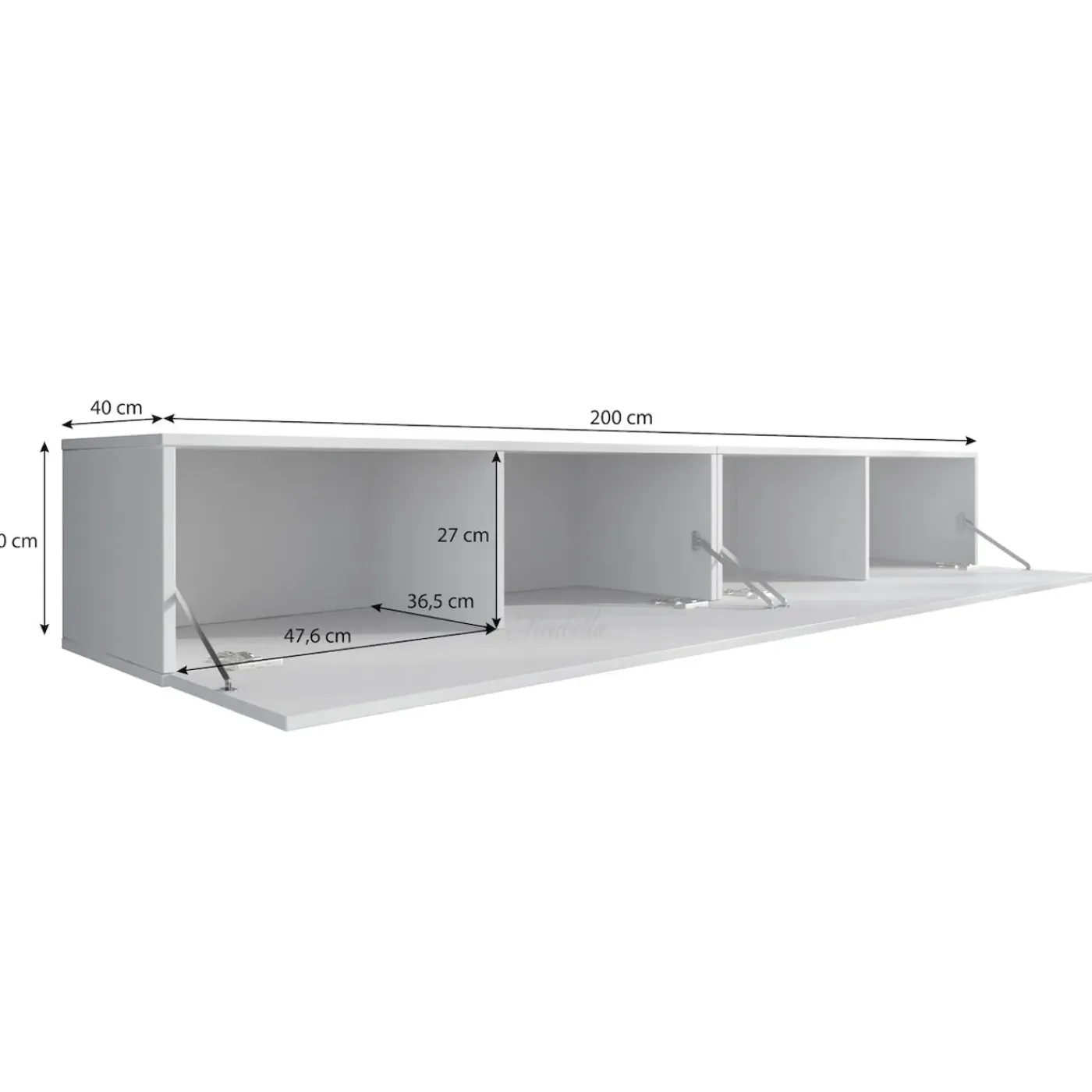 Meubella Tv-meubel Flame - Wit - 200x40x30 Cm