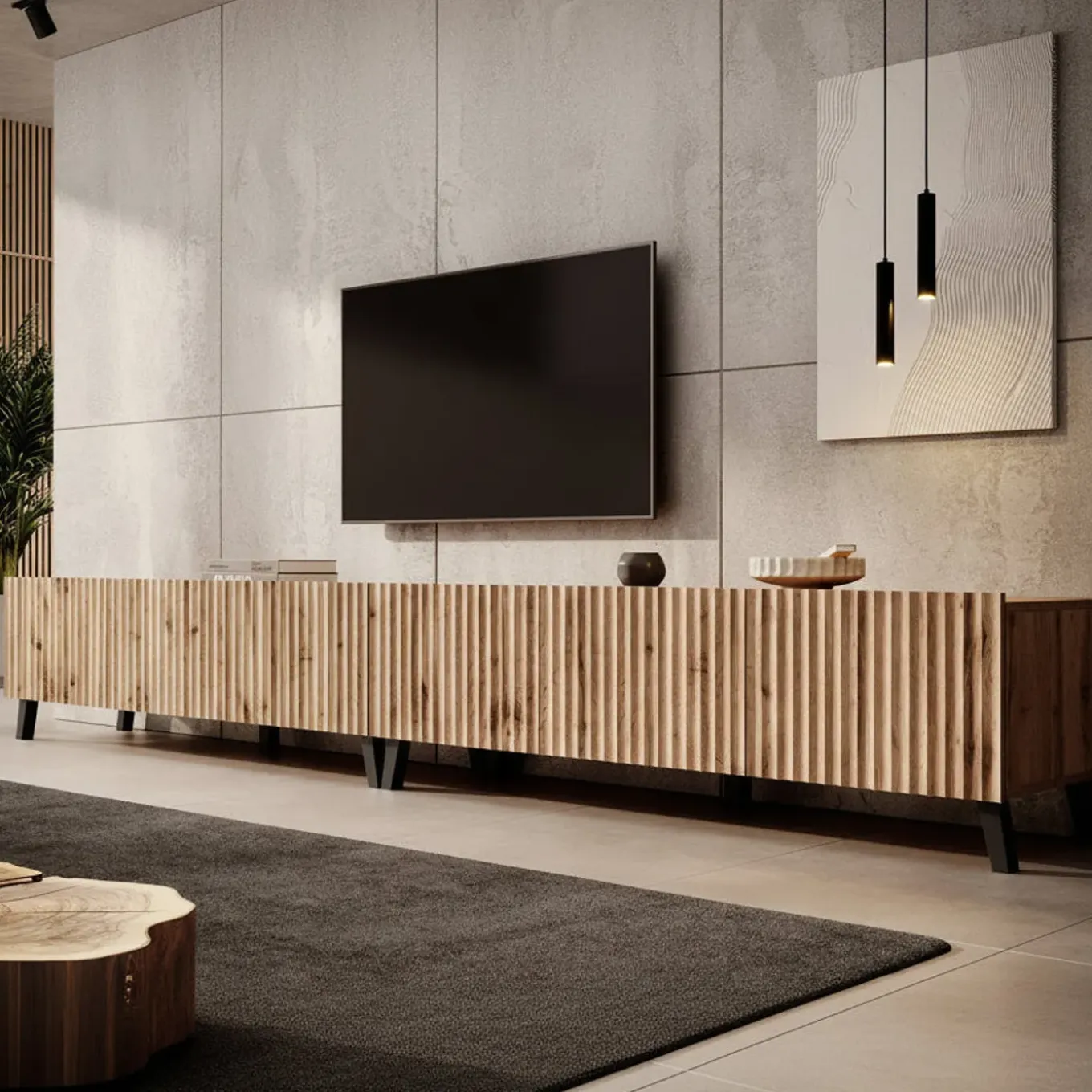 Meubella Tv-meubel Pepinos 2 - Eiken - 300x42x44 Cm