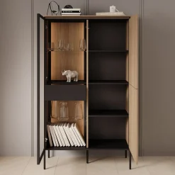 Meubella Vitrinekast Vicious - Eiken - 91x34x158 Cm