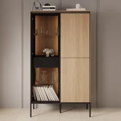 Meubella Vitrinekast Vicious - Eiken - 91x34x158 Cm