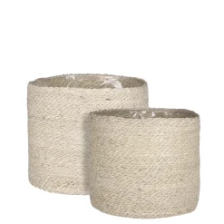 Mica Decorations Atlantic Mand Creme Set Van 2 - H26xd30cm