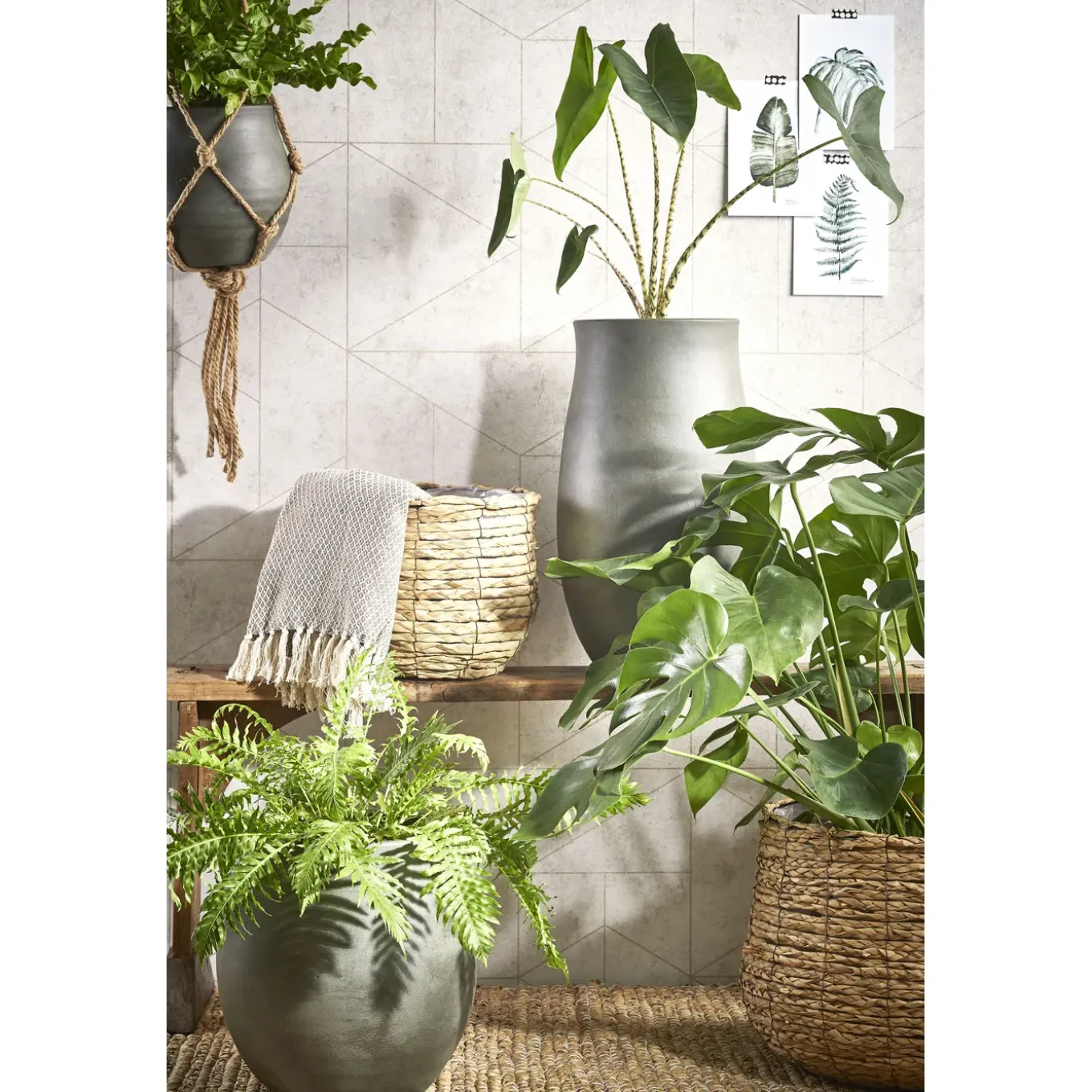 Mica Decorations Avalon Mand Rond L.bruin Set Van 3 - H31xd30cm