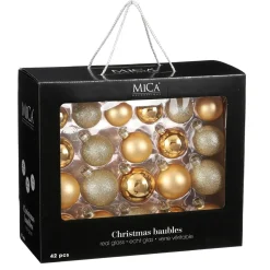Mica Decorations Bal Glas Goud 42 Stuks - D7cm