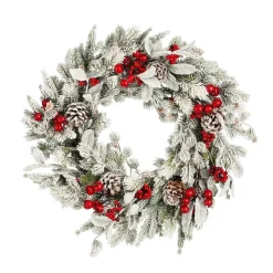 Mica Decorations Belfort Krans Groen Frosted - H11xd50cm
