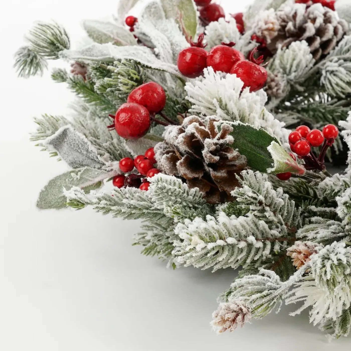 Mica Decorations Belfort Krans Groen Frosted - H11xd50cm