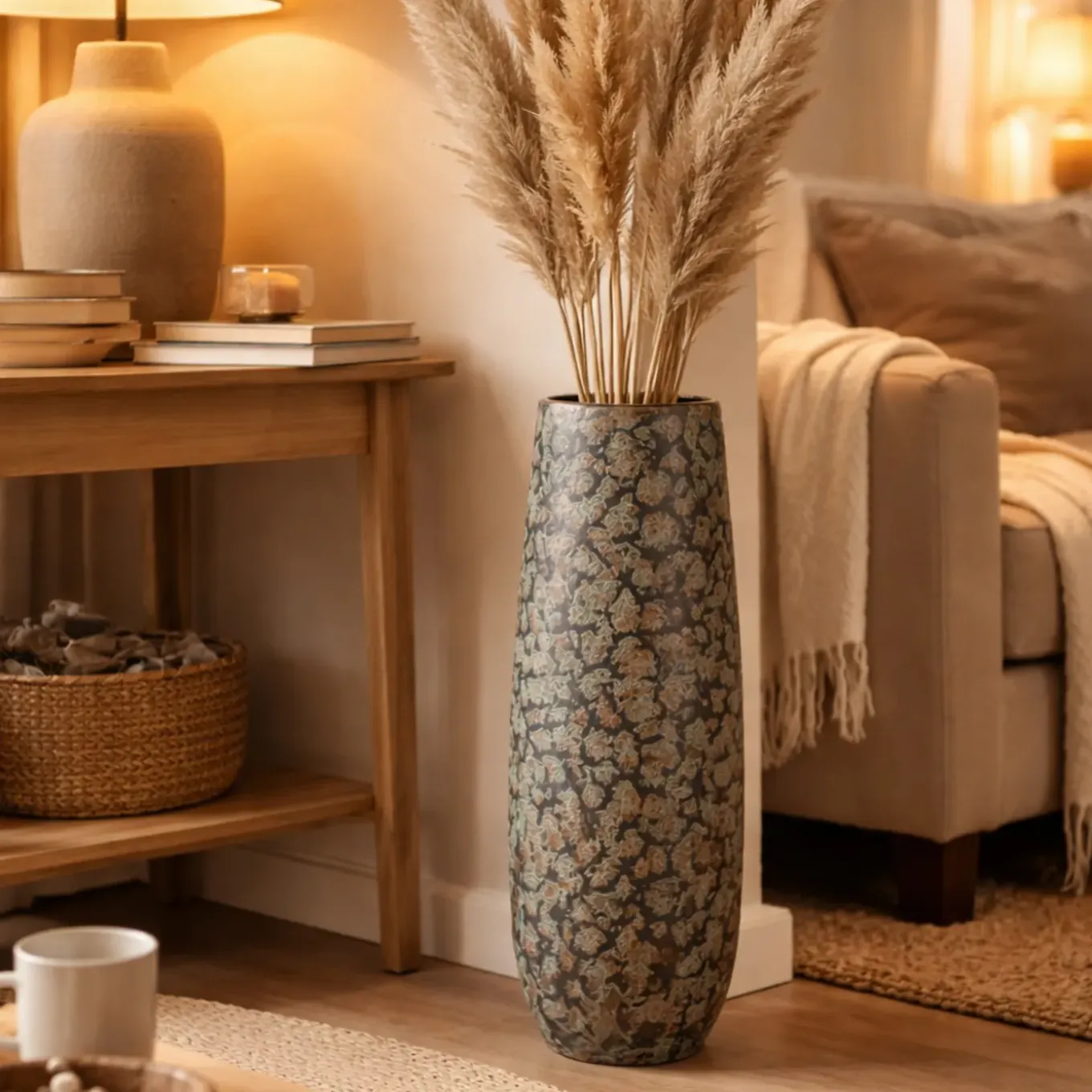 Mica Decorations Bloemenvaas Clemente - 55 X 21 Cm - Groen/koper