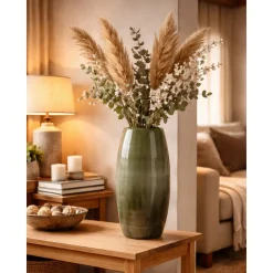 Mica Decorations Bloemenvaas Lester - Groen - Glanzend Keramiek
