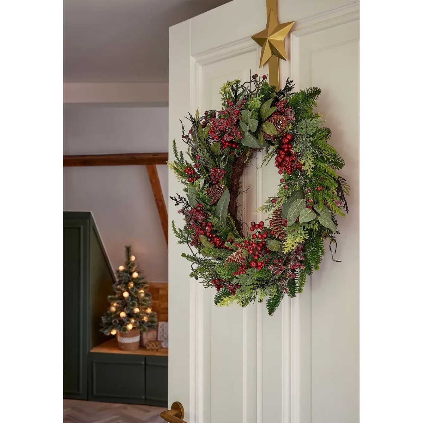 Mica Decorations Bodi Kerstkrans Bordeaux - H13x D50 Cm