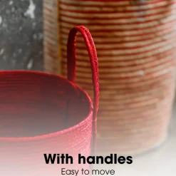 Mica Decorations Brooklyn Gevlochten Mand Set Van 3 Rood