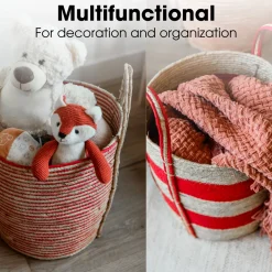 Mica Decorations Brooklyn Gevlochten Mand Set Van 3 Rood