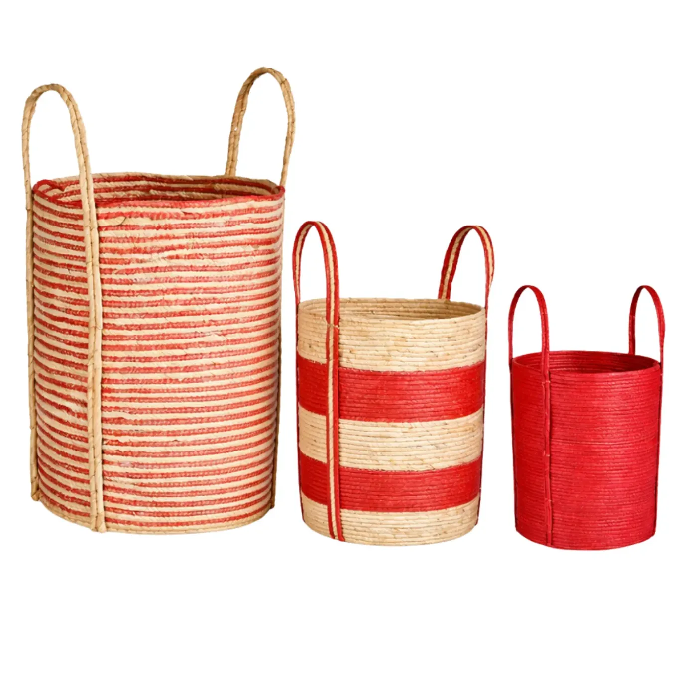 Mica Decorations Brooklyn Gevlochten Mand Set Van 3 Rood