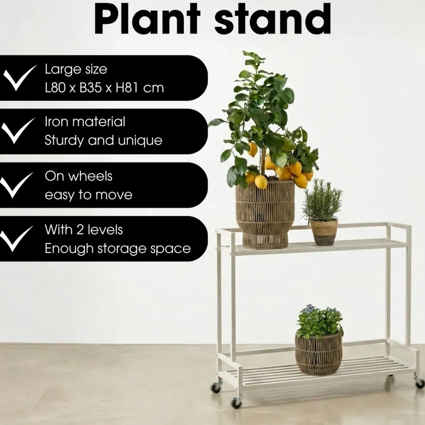 Mica Decorations Greenrax Plantenstandaard 81cm Off White