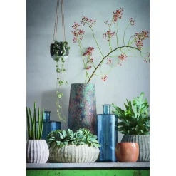 Mica Decorations Guan Fles Glas Blauw - H40xd15cm