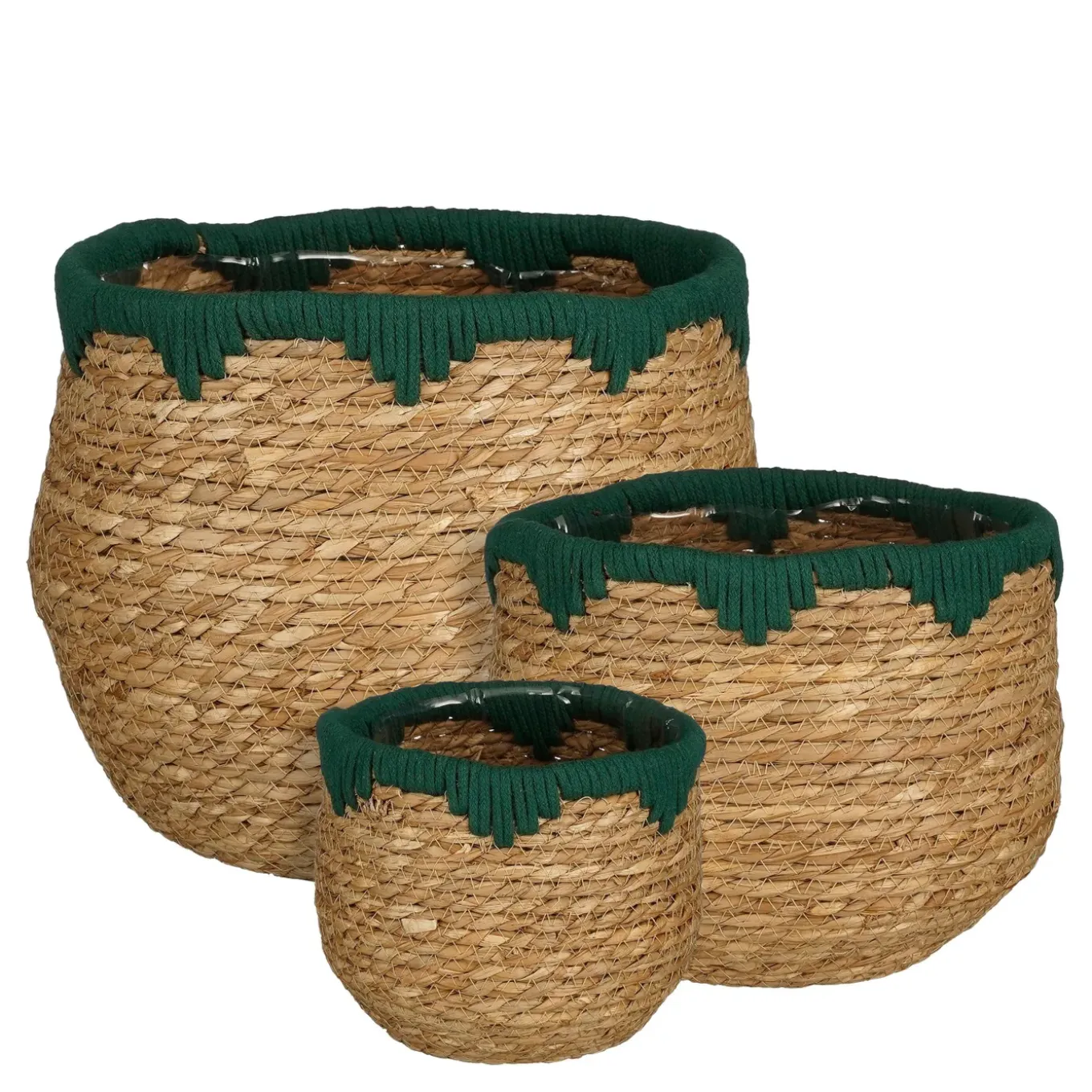Mica Decorations Jorck Mand Rond D.groen Set Van 3 - H24xd26cm