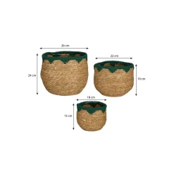 Mica Decorations Jorck Mand Rond D.groen Set Van 3 - H24xd26cm