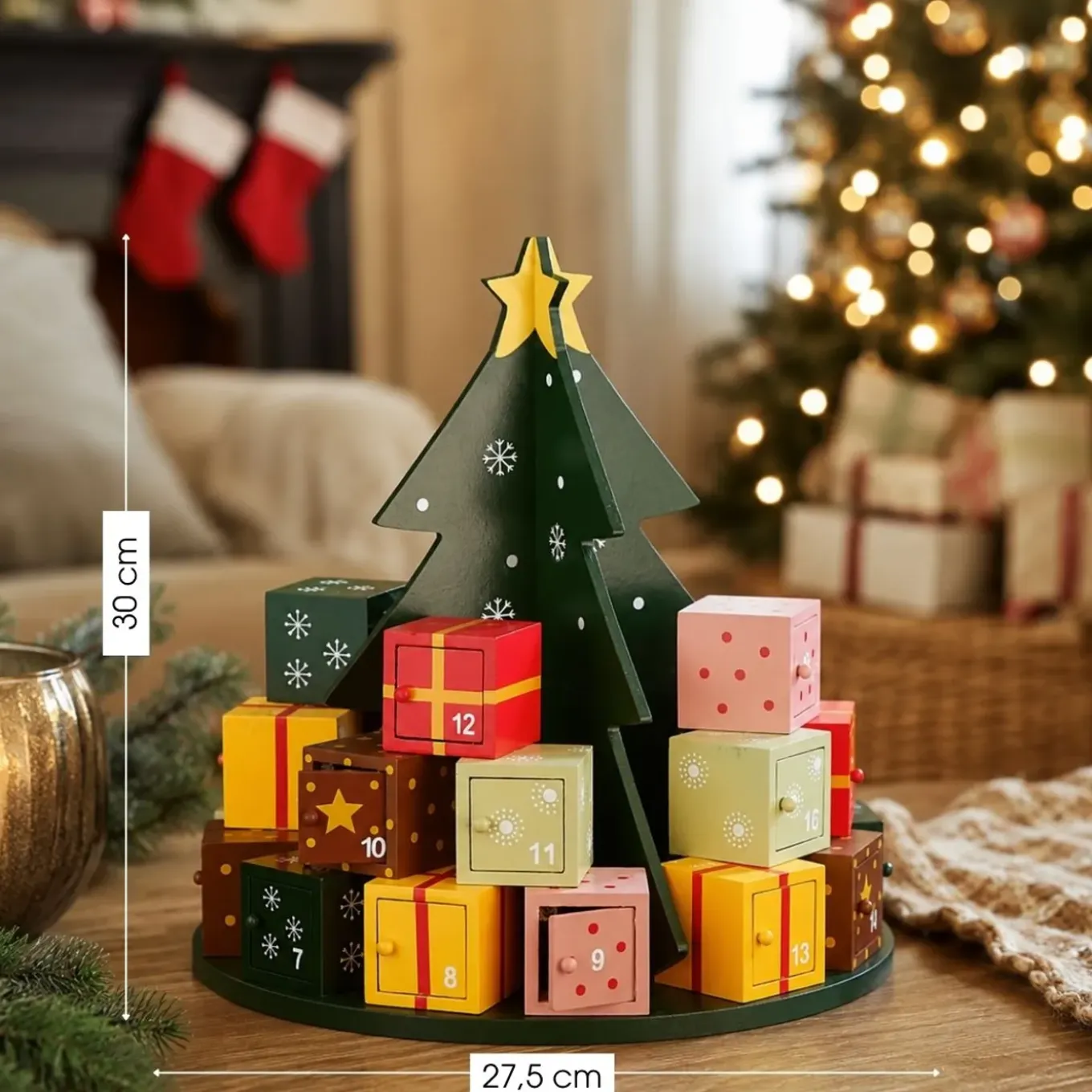 Mica Decorations Kerst Adventskalender 24 Vakjes H30xd27 -5cm