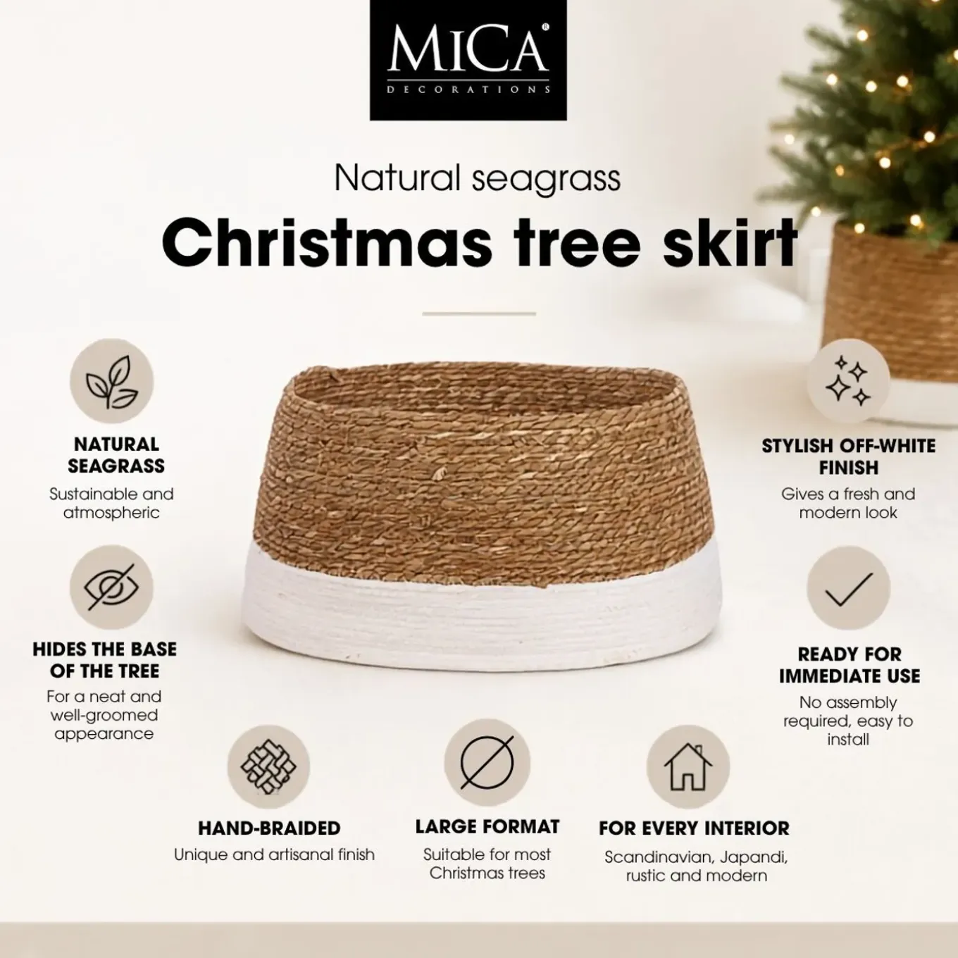 Mica Decorations Kerstboomrok Off White - H26cm - D58cm