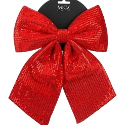 Mica Decorations Kerst Strik - Rood - 24 X 28 Cm - Pailletten