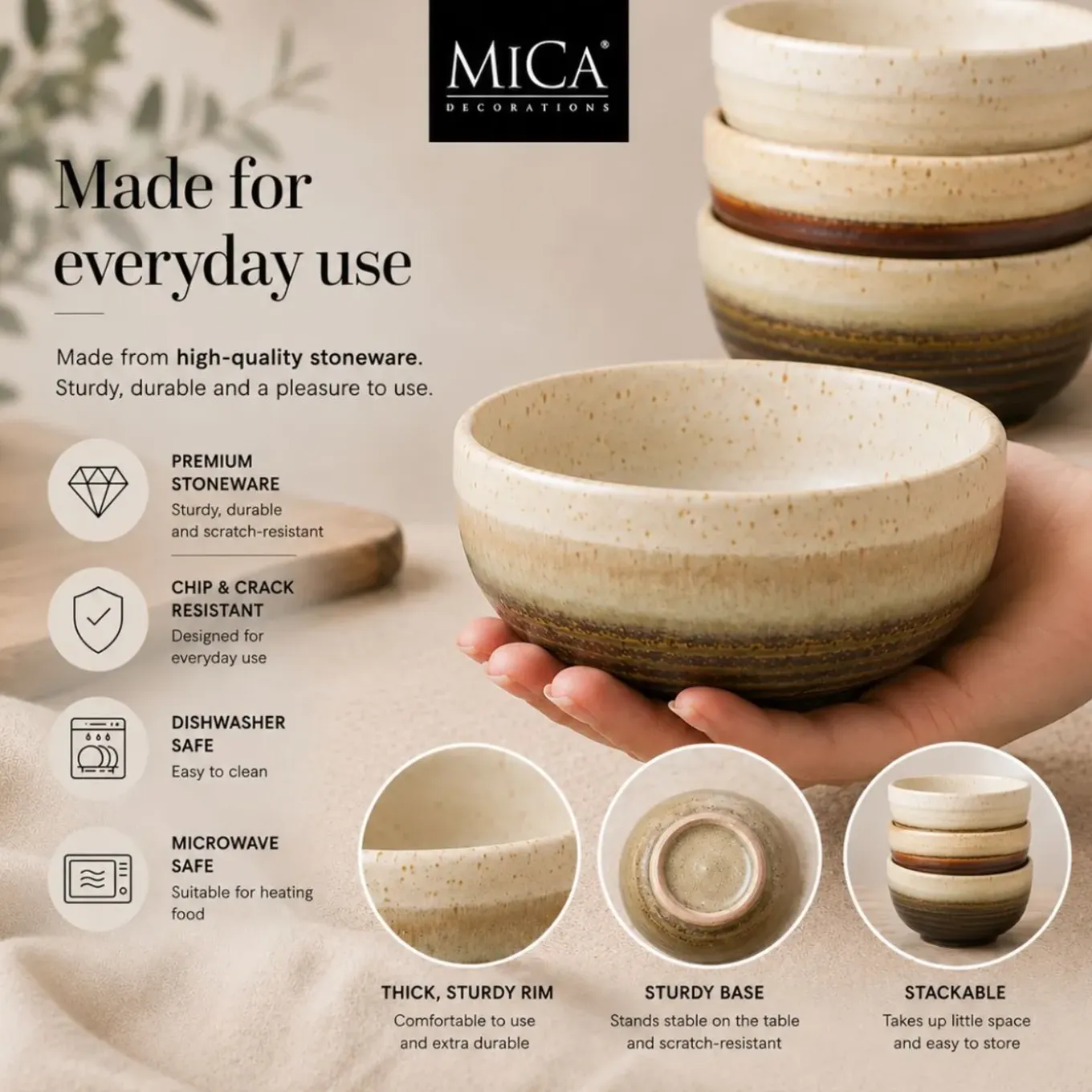 Mica Decorations Kommen Set 4 Stuks D11 X 5 -5 Cm