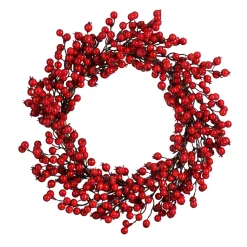 Mica Decorations Krans Bessen Rood - H10xd50cm