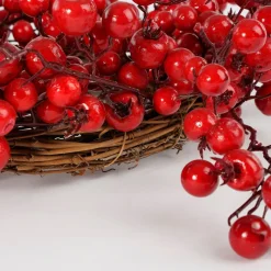 Mica Decorations Krans Bessen Rood - H10xd50cm