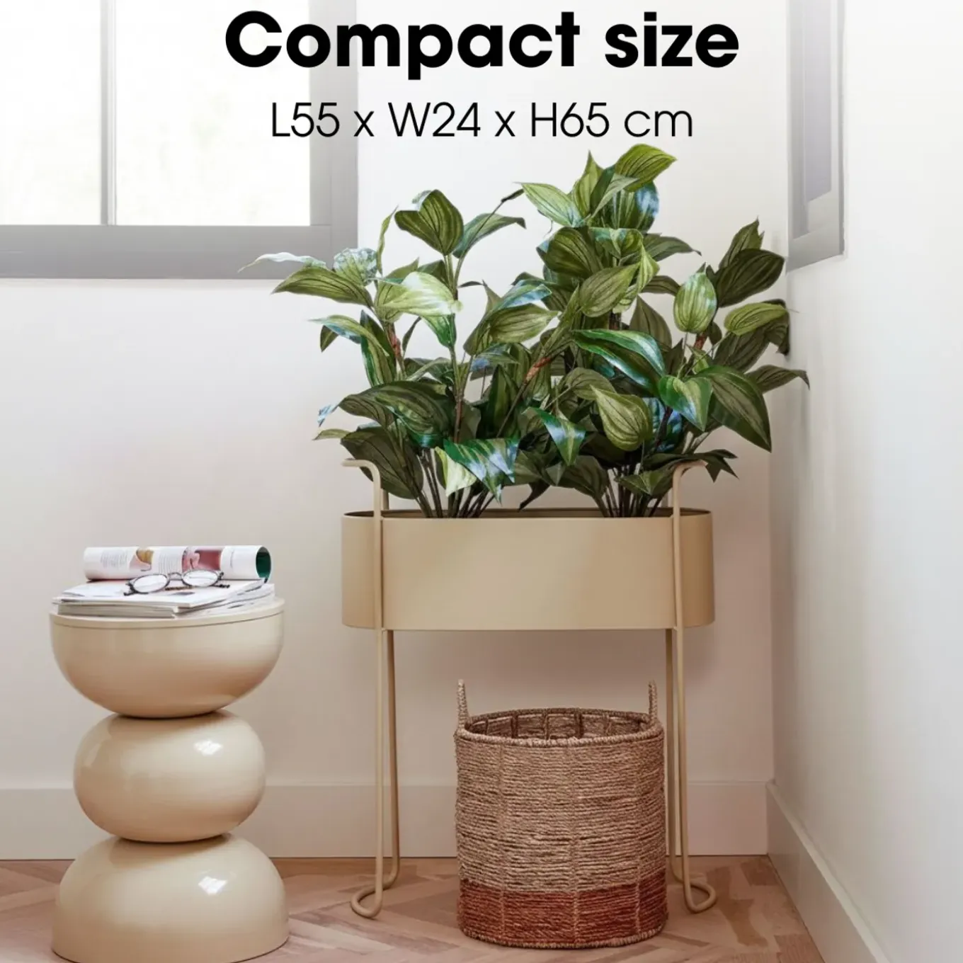 Mica Decorations Moritz Plantenstandaard -55x24x65cm - Beige