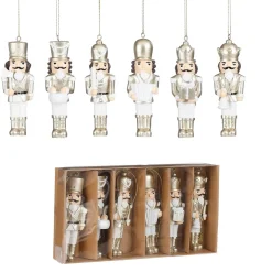 Mica Decorations Ornament Notenkraker Goud 6 Stuks - L4xw2xh10 -5cm