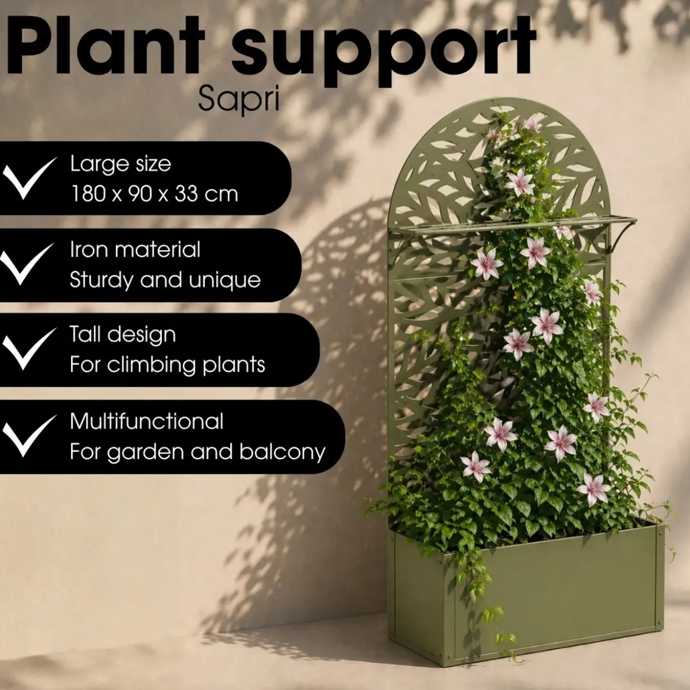 Mica Decorations Plantenstandaard Buiten Groen H180xb33xl90cm