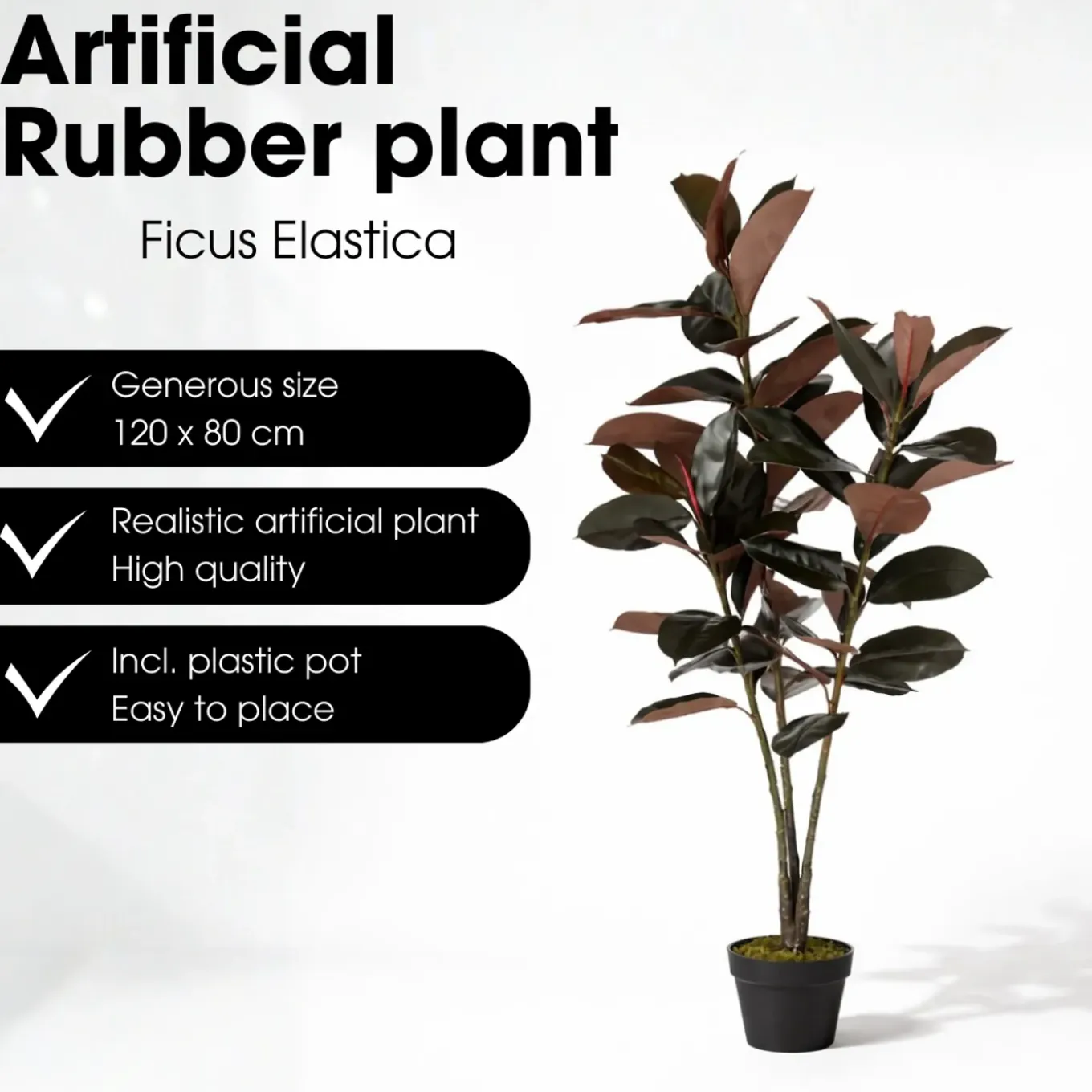 Mica Decorations Rubberplant H120 X D80 Cm Rood