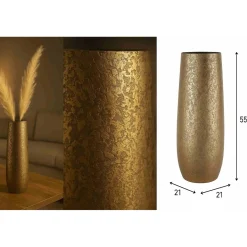 Mica Decorations Vaas - Keramiek - Flakes - Goud - D21 X H55 Cm