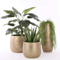 Mica Decorations Vaas - Keramiek - Flakes - Goud - D21 X H55 Cm
