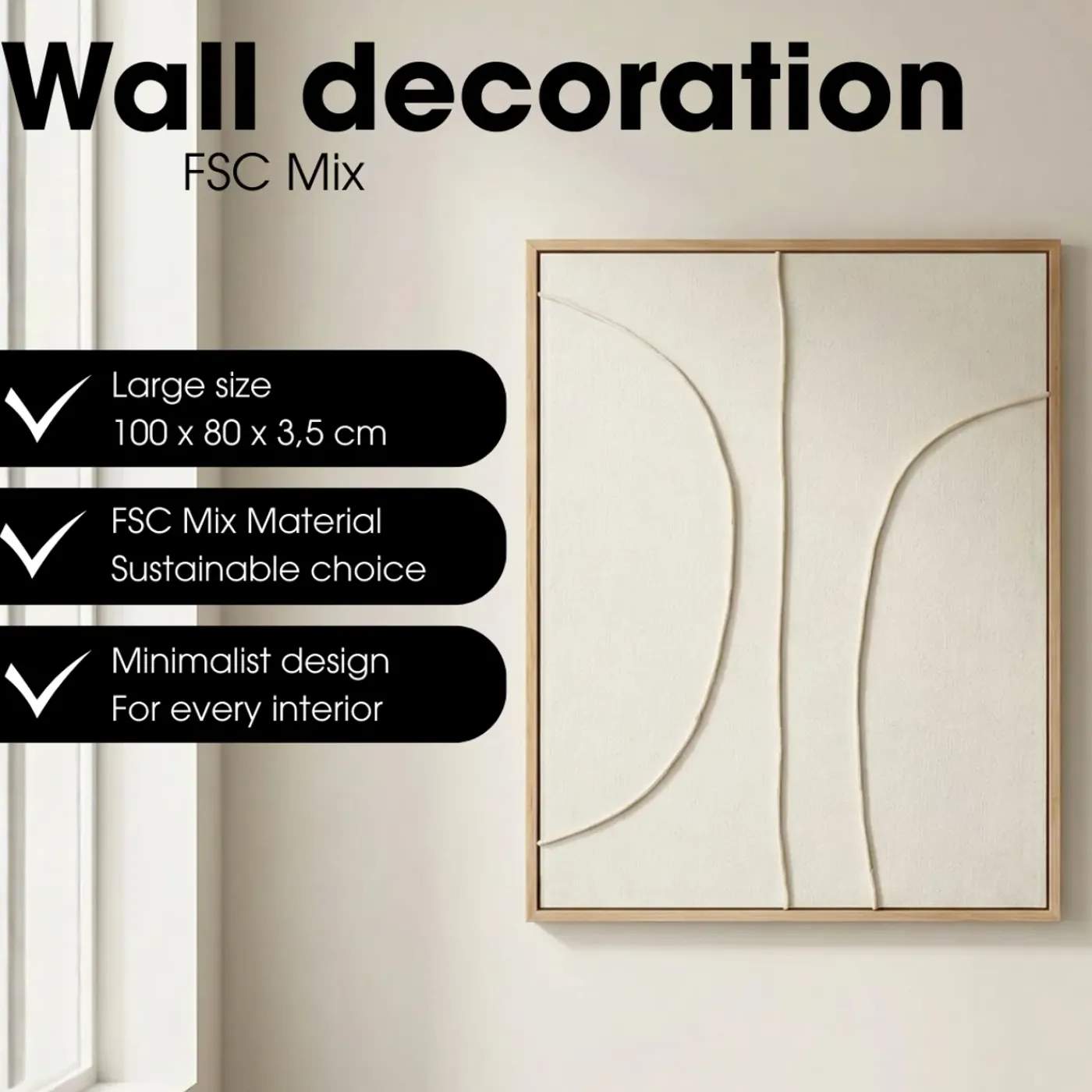 Mica Decorations Mica Wanddecoratie Beige 100x80 Cm