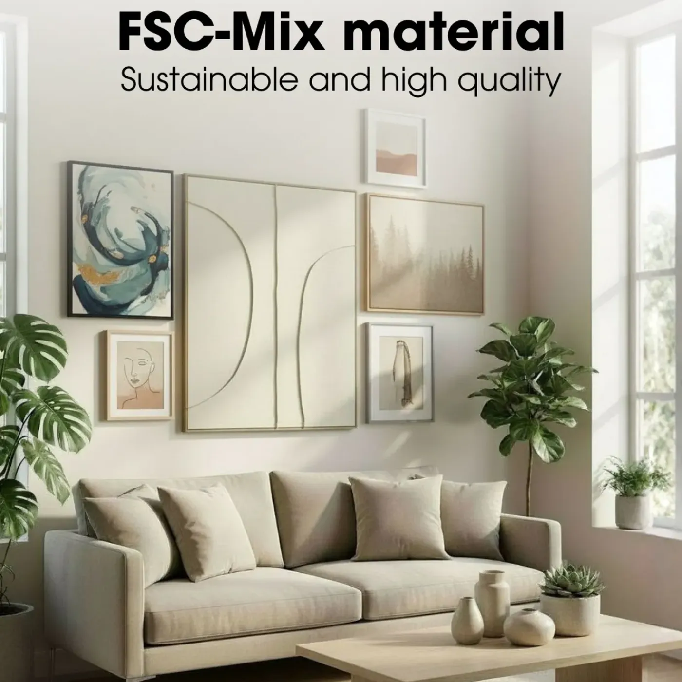 Mica Decorations Mica Wanddecoratie Beige 100x80 Cm