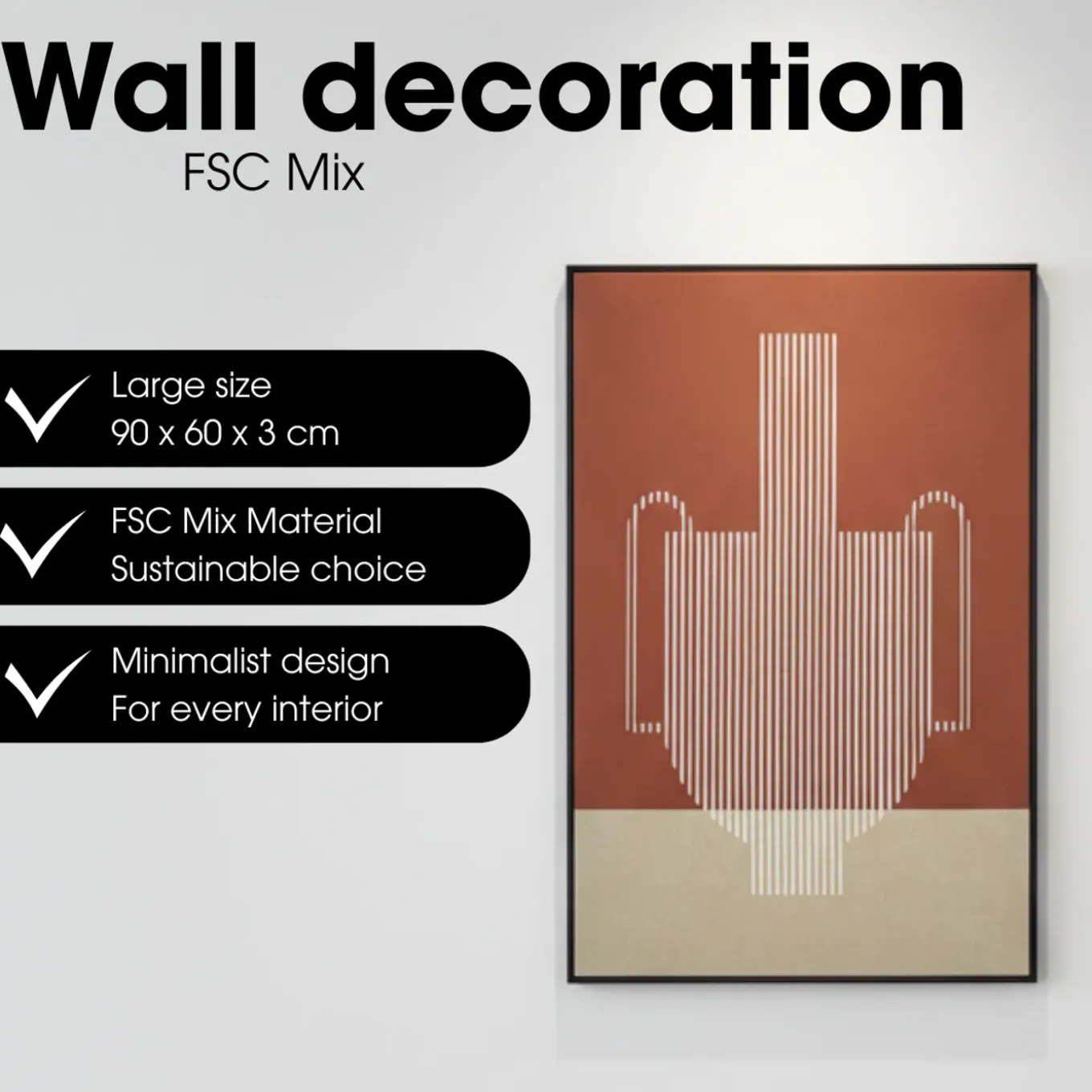 Mica Wanddecoratie Donkerbruin 90x60 Cm