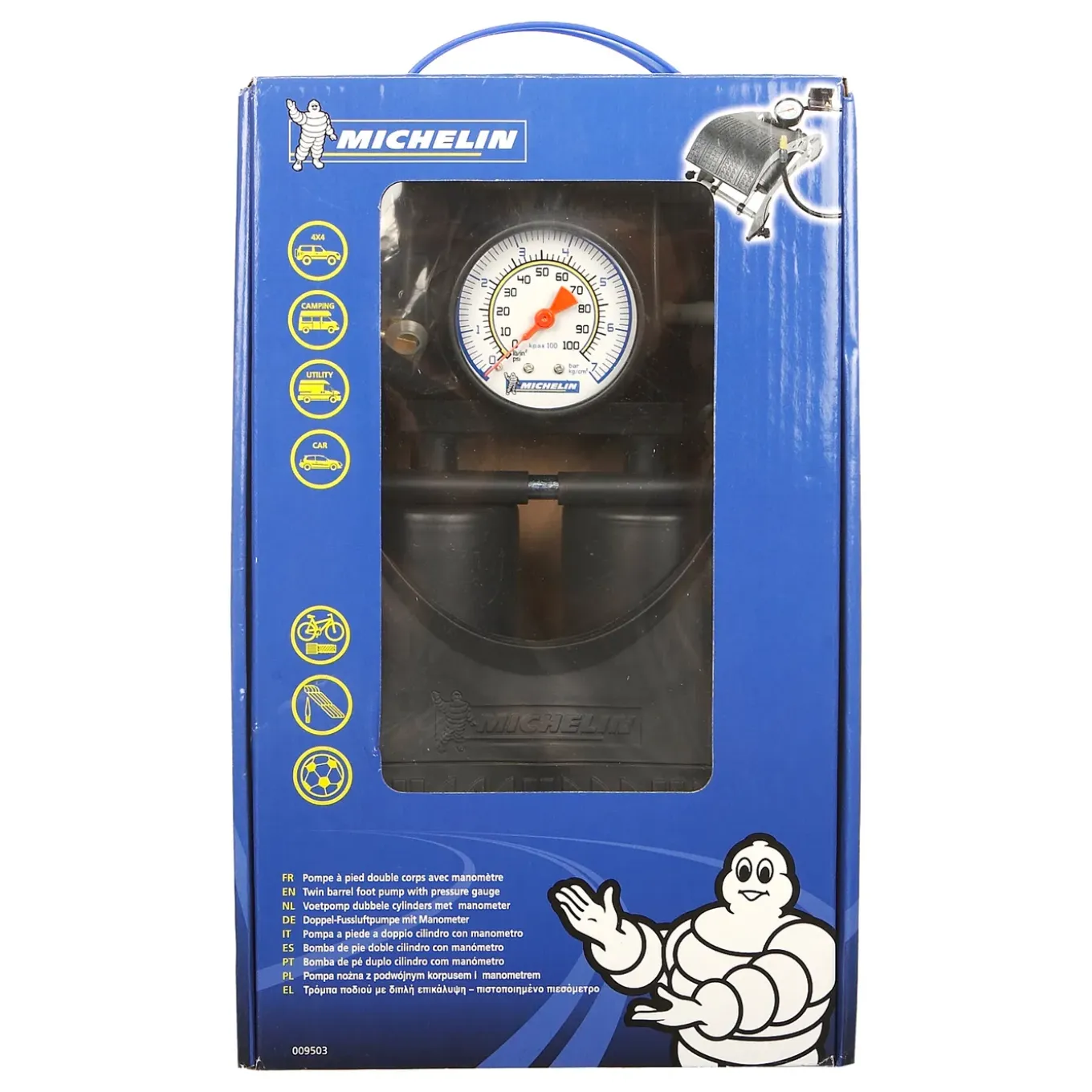 Michelin Voetpomp Dubbele Cilinder - Met Manometer - 7 Bar