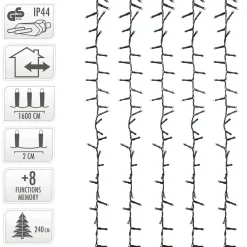 Micro Clusterverlichting - 16 M - 800 Koud Witte Ledlampjes - 8 Functies