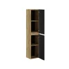 Milenio Hoge Badkamerkast Indus 30cm - Eik-Zwart - Met 2 Deuren - 30x140x27cm