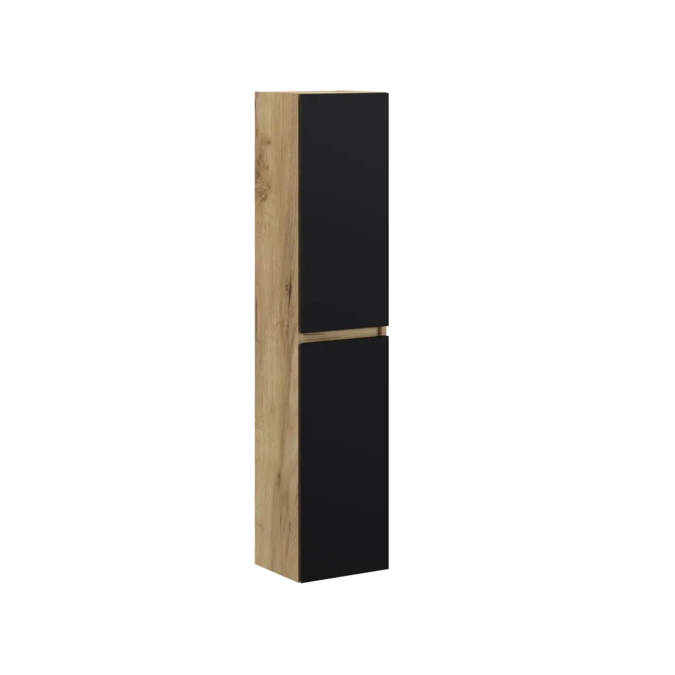 Milenio Hoge Badkamerkast Indus 30cm - Eik-Zwart - Met 2 Deuren - 30x140x27cm