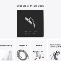 Milton Accessories Milton Regendouchekop Xl Deluxe - 28 Cm - Chrome - Douchekop Met Slang En Houder