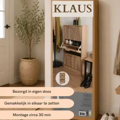 MISOU Schoenenkast Met Deuren En Lades 113x60cm Schoenenrek Hal Kast Opbergsysteem Bruin 12 Paar...