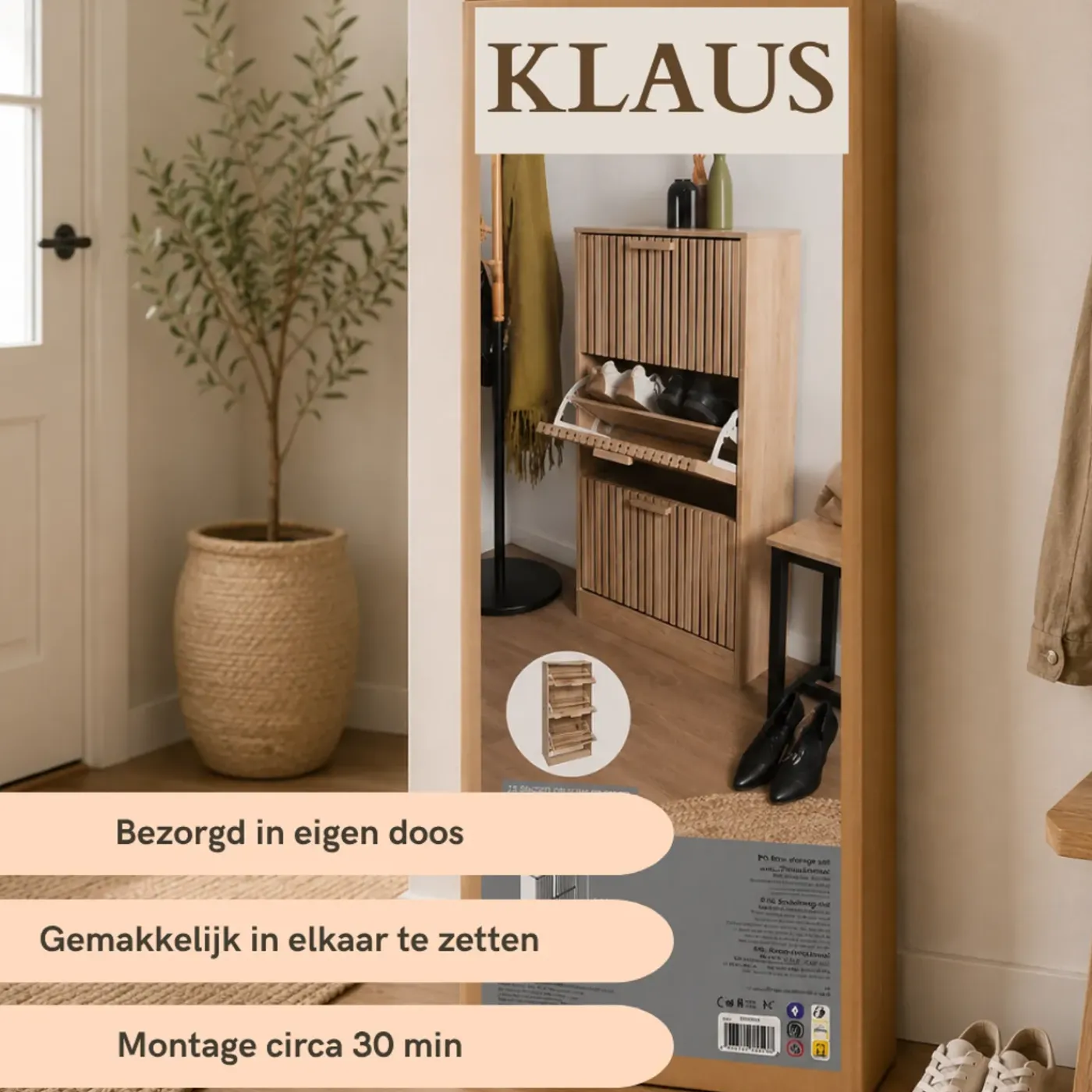 MISOU Schoenenkast Met Deuren En Lades 113x60cm Schoenenrek Hal Kast Opbergsysteem Bruin 12 Paar...