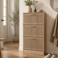 MISOU Schoenenkast Met Deuren En Lades 113x60cm Schoenenrek Hal Kast Opbergsysteem Bruin 12 Paar...