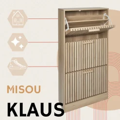 MISOU Schoenenkast Met Deuren En Lades 113x60cm Schoenenrek Hal Kast Opbergsysteem Bruin 12 Paar...