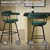 ML-Design Barkrukken Set 2 Draaibaar 76 Cm Donkergroen Teddy Stof Armleuning Voetsteun