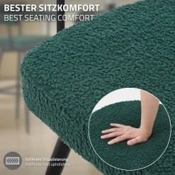 ML-Design Barkrukken Set 2 Draaibaar 76 Cm Donkergroen Teddy Stof Armleuning Voetsteun
