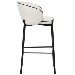 ML-Design Barkrukken Set Van 4 Beige 76 Cm Stoffen Barstoelen Met Rugleuning Voor Bar
