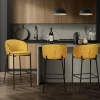 Ml-design Barkrukken Set Van 4 Mosterd 76 Cm Stoffen Barstoelen Met Rugleuning Voor Bar