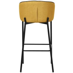 Ml-design Barkrukken Set Van 4 Mosterd 76 Cm Stoffen Barstoelen Met Rugleuning Voor Bar