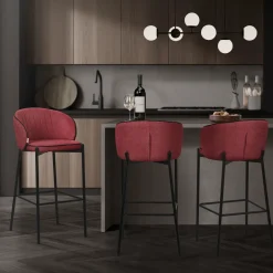 Ml-design Barkrukken Set Van 2 Rood 76 Cm Stoffen Barstoelen Met Rugleuning Voor Bar